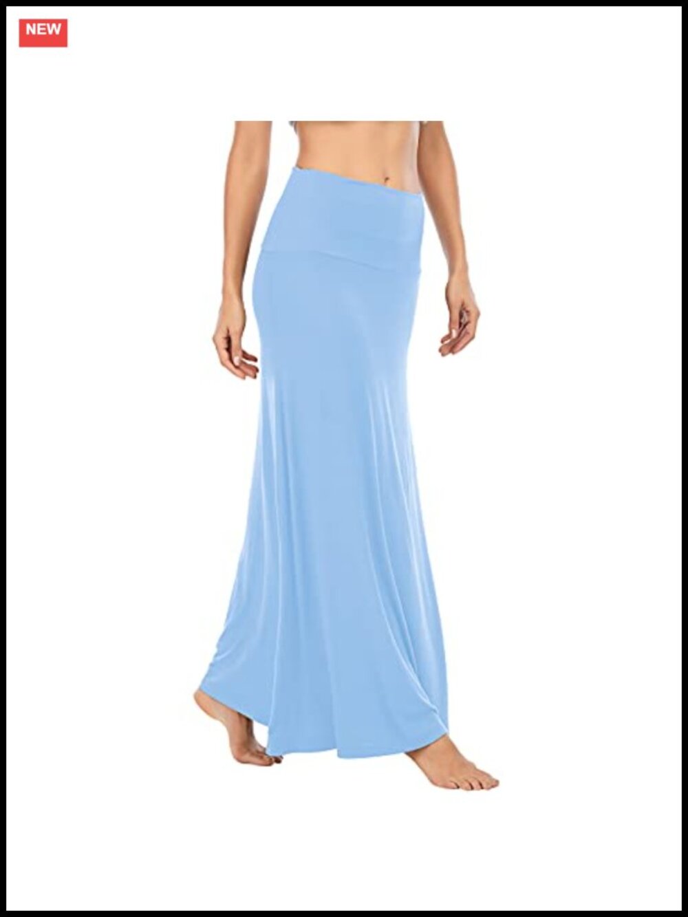 High Waist Maxi Skirt Long Flowy Full Skirt Solid Elastic Waist Ankle Length